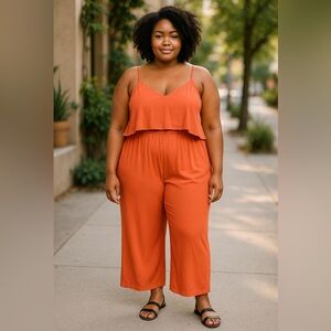 Zenana Coral Ribbed Jumpsuit with adjustable straps